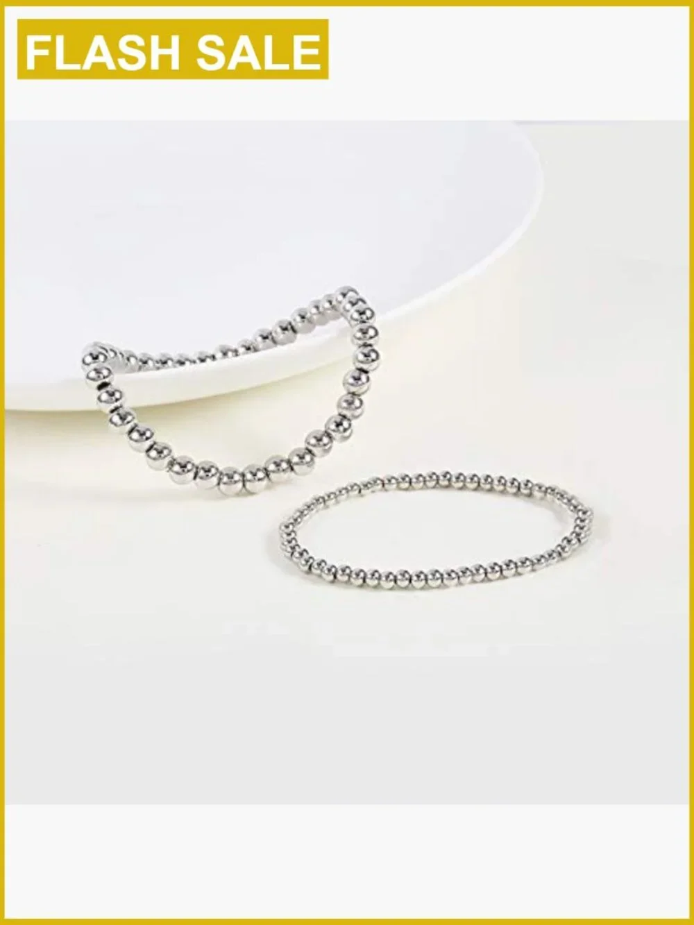 14K Gold Plated Beaded Stretch Bracelet - Elastic Ball Bracelet for Women